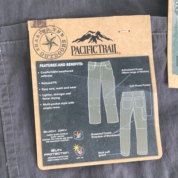 Pacific Trail Coal Relaxed fit multi pockets Cargo pants men size 38X30 NWT - Picture 2 of 13